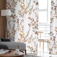 thumbnail image 4 of Sheer Curtains 72 inches Long, Floral Watercolor Style Khaki Flower Bud Leaves Light Filtering Sheer Window Curtains Rod Pocket Voile Drapes for Bedroom Living Room, 52"W x 72"L 2 Panels, 4 of 7
