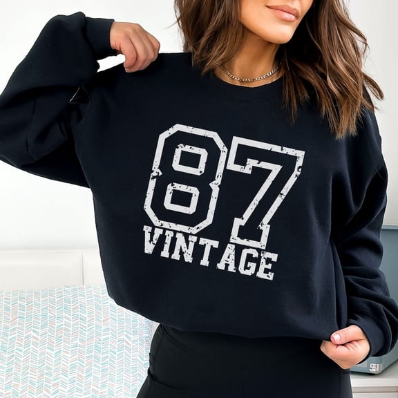 1987 Sweatshirt, Vintage Inspired Distressed Birthday Sweatshirt, Vintage 1987, Born in 1987, Birth Year, Trendy Aesthetic Crewneck Tshirt All Size S-5XL
