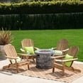 thumbnail image 2 of GDF Studio Jasper Outdoor Acacia Wood 5 Piece Adirondack Chair and Fire Pit Set, Natural and Gray, 2 of 13
