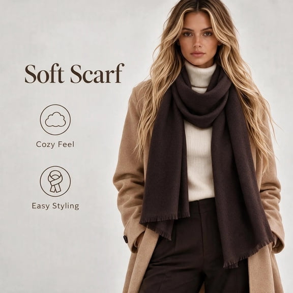 Unisex Women Men's Scarves Classic Wool Blend Scarf Solid Long Winter Scarf