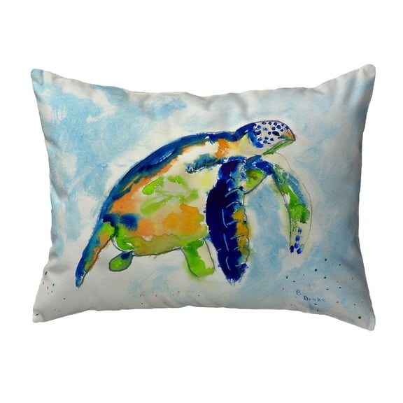 Betsy Drake Interiors Blue Sea Turtle No Cord Pillow 16x20