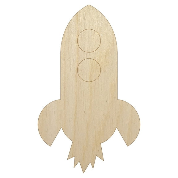 Rocket Ship Doodle Wood Shape Unfinished Piece Cutout Craft DIY Projects - 4.70 Inch Size - 1/8 Inch Thick