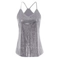 thumbnail image 5 of omens Tank Tops Casual Fashion V Neck Strappy Sequin Sparkle Shimmer Camisole Sleeveless Tanks Tops, 5 of 5