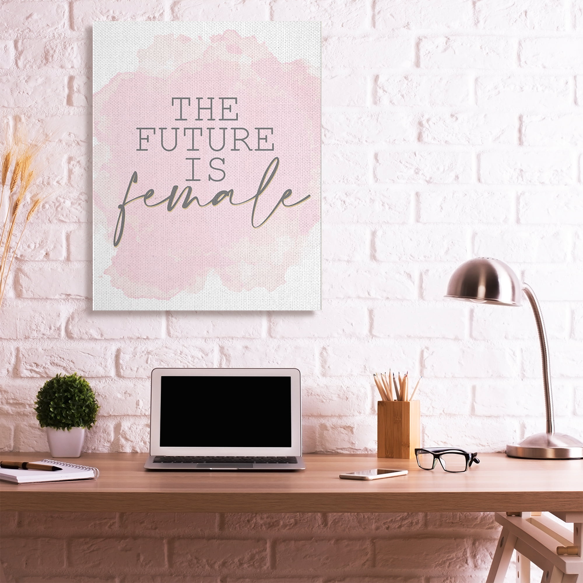 Stupell Industries Future is Female Phrase Abstract Pink Texture Canvas Wall Art by Kim Allen