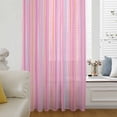 thumbnail image 6 of Pink Orange Blue Stripe Sheer Curtains 72 Inches Long, Modern Abstract Art Striped Farmhouse Light Filering Curtains, Breathable Simi Curtain Privacy Drapes for Living Room Bedroom Window Treatment, 6 of 9
