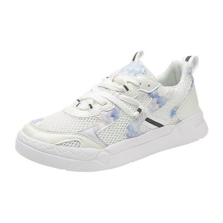 QYZEU Shoes for Women Sneakers Casual Womens Shoes Wide Width Couple Autumn Fashion Mesh Breathable Sneakers Lightweight Soft Sole Shoes Outdoor Casual Shoes Blue 41