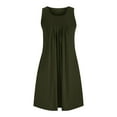 thumbnail image 5 of Awdenio Summer Dresses for Women 2024, Ladies Nightgown With Pockets Sleep Shirts Sleeveless Sleepwear Pleated Front Nightshirt Round Neck Nightdress Army Green S, 5 of 7