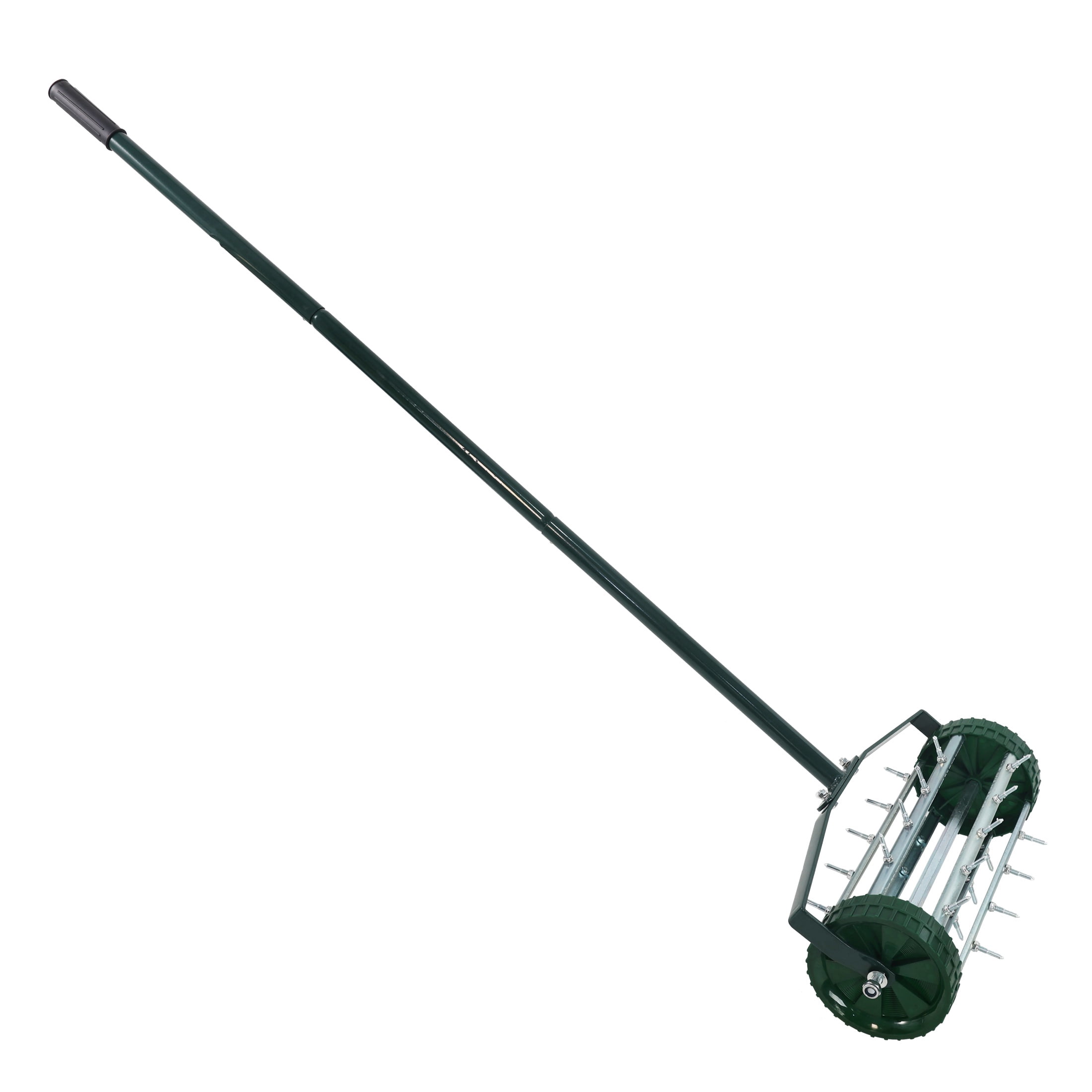 Fehomix 18" Rolling Lawn Aerator, Heavy Duty Manual Push Spike Soil Aerator Tool with 57" 3-Piece Steel Handle for Garden Yard Lawn Care, Grass Maintenance & Aeration