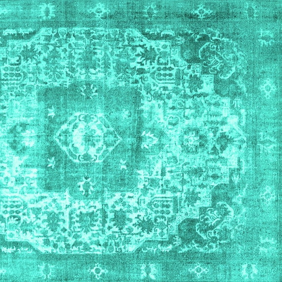 Ahgly Company Indoor Square Medallion Turquoise Blue Traditional Area Rugs, 8' Square