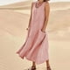 thumbnail image 2 of Vestidos Para Mujer Maxi Vestido de Moda Casual Color Sólido Sin Mangas Algodón Lino Vestido Largo Odeerbi  ODB167312, 2 of 8