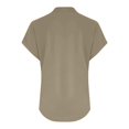 thumbnail image 5 of Gray Tshirts for Women Loose Button Shirt Top Stand Solid Color Sleeve Collar Casual Women's Shirt Women's Shirt Going Out Tops for Women, 5 of 6