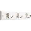 Brainerd 14" Rail with 3 Double-Prong Robe Hooks, Flat White and Satin Nickel