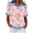 thumbnail image 2 of Mifsaly Waffle-Knit Easter Shirts for Women Floral and Cute Animal Printed T-Shirts Collared Short Sleeve Casual Tops Happy Festival Basic Tee XXL, 2 of 6