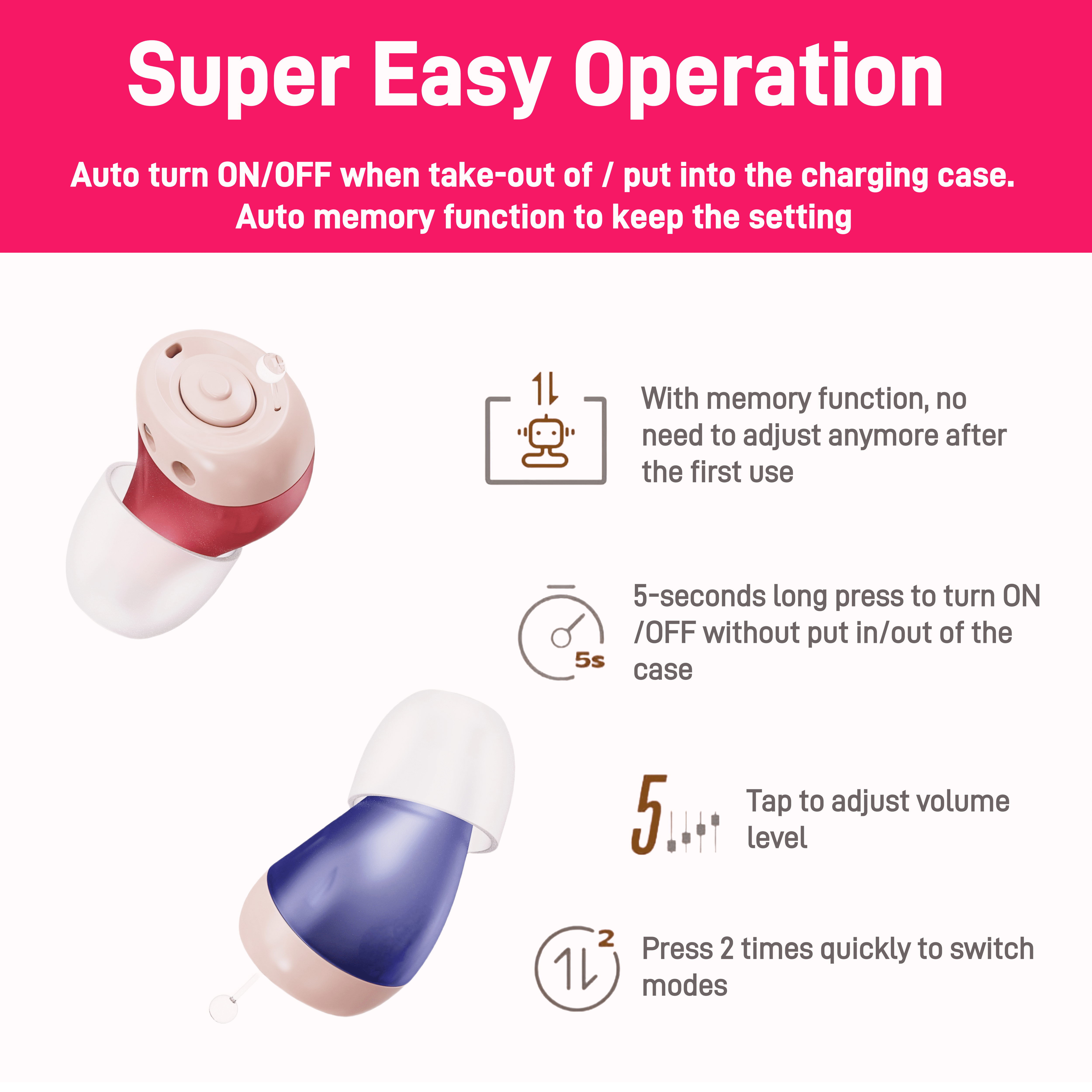 iadr Hearing Aids for Seniors Rechargeable with Noise Cancelling, Adults Hearing Amplifiers for Hearing Loss, Hearing Amplifiers with Magnetic Charging Case,Beige