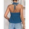 thumbnail image 5 of Women Tie Back Tank Tops Criss Deep V Neck Spaghetti Strap Backless Tanks Going Out Blue L, 5 of 9