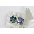 thumbnail image 2 of Sterling Silver Pearl Earrings Abalone Shell Rainbow MOP Blue Green Round Simple Large Designed for Adult Women, 2 of 4