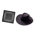 thumbnail image 2 of Sombrero de Vaquero Jinwen de Ala Grande Negro con Bandana Accesorios para Fotos, 2 of 8