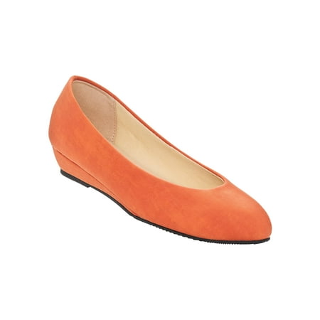 

AmeriMark Women s Jan Dress Flats Slip-On Comfort Footwear with Rounded Toe Rust 10 Wide US Women