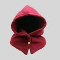 thumbnail image 5 of Xfvqtps Womens Hooded Scarf Hat Fleece Solid Color Button Windproof Coldproof Outdoor Neck Warm Fall Winter Hat Neck Scarf Integrated Wine, 5 of 5