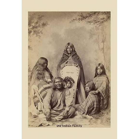 Ute Indian Family-Fine Art Canvas Print (20" x 30")