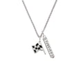 thumbnail image 2 of Delight Jewelry Silvertone Checkered Race Flag Silvertone Forever Bar Charm Necklace, 23", 2 of 4