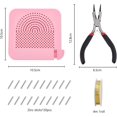 thumbnail image 2 of Kit de plantilla para dar forma a alambre de joyería: placa de plástico rosa con varillas de aleación, alicates de corte de acero y alambre de cobre dorado para abalorios., 2 of 7