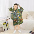 thumbnail image 6 of FORMRS Wearable Blanket Hoodie with Sleeves for Kids Cozy Flannel Sweatshirt, Green Floral Garden, 6 of 7
