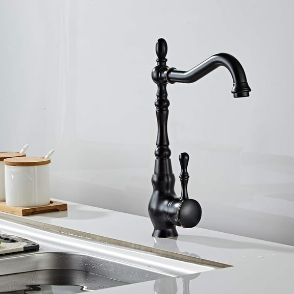 Kitchen Sink Faucet for Bar Farmhouse Commercial, Black Kitchen Faucet, Swivel Kitchen Sinks Faucet, 360 Degree Rotating Kitchen Mixer Tap