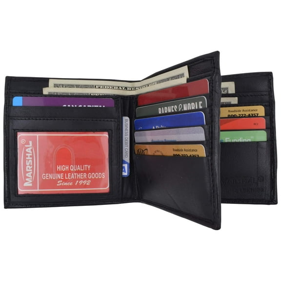 Hipster Genuine Leather Bifold Middle ID Flap Wallet 1501