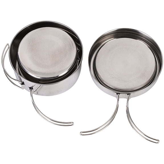 Supvox 1 Set of Camping Cookware Stainless Steel Backpacking Cookware Silver Corrosion Resistant