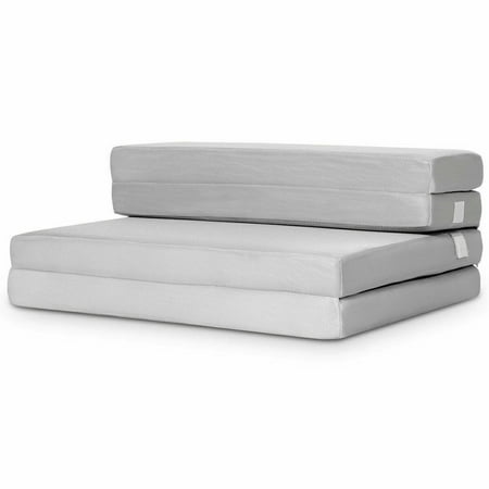 Gymax 4'' Twin XL Size Foam Folding Mattress Sofa Bed Guests Floor Mat Carrying Handles