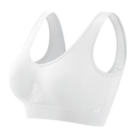 Fabrcox Wireless Sports Bras for Women Back Breathable Bralettes S-5xl Plus Size Basic Full Coverage Workout Fitness Unpadded Bras White XL