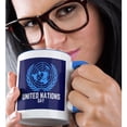 thumbnail image 2 of 3drose, Image of United Nations Logo for United Nations Day, 15oz Two-tone Blue Mug, 2 of 6