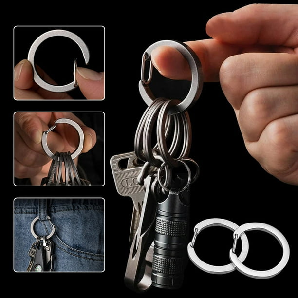 Set de Llavero de Acero Inoxidable 304 | Organizador de Llavero con Anilla de Resorte Abierta | Círculos Grandes y Pequeños | Antióxido y Sin Rayaduras | 3.2cm | Para Hombres, Familia, Automóvil