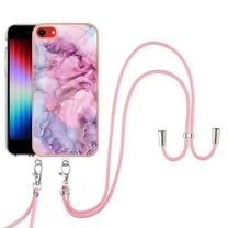 Mantto for iPhone 7/8/SE 2020/SE 2022 Case, with Lanyard Adjustable Strap, Marble Pattern Soft TPU Bumper Hard PC Back Shockproof Protective Glossy Stylish Durable Phone Case for Women Girls,Pink