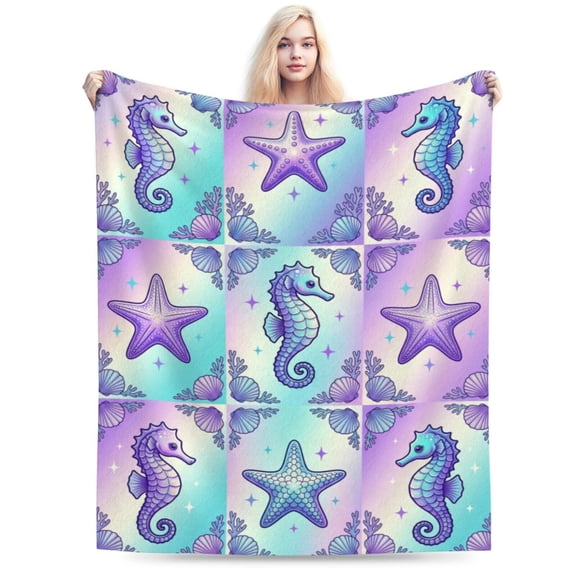 Ocean Blanket, Soft Cozy Flannel Throw for Couch Sofa Bed, Warm Home Accent Blanket for Relaxing Spaces 50x40