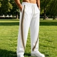 thumbnail image 2 of Joggers for Men Color Block Loose Fit Casual Elastic Waist Drawstring Pants Outdoor Straight Leg Fitness Pants Solid Color Lounge Joggers with Pockets, 2 of 6
