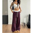 thumbnail image 3 of Pantalones de pijama a cuadros for mujer, pantalones casuales holgados con cintura elástica, cómodos pantalones de salón, pantalones holgados for dormir con bolsillos, 3 of 7