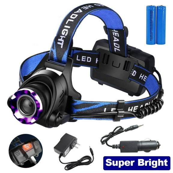 LED Headlamp 2000 Lumen Rechargeable Headlamp High Bright Headlight 3 Modes Adjustable IP65 Waterproof Lightweight Work Light for Hard Hat Camping Cycling Hunting Fishing Climbing Outdoor