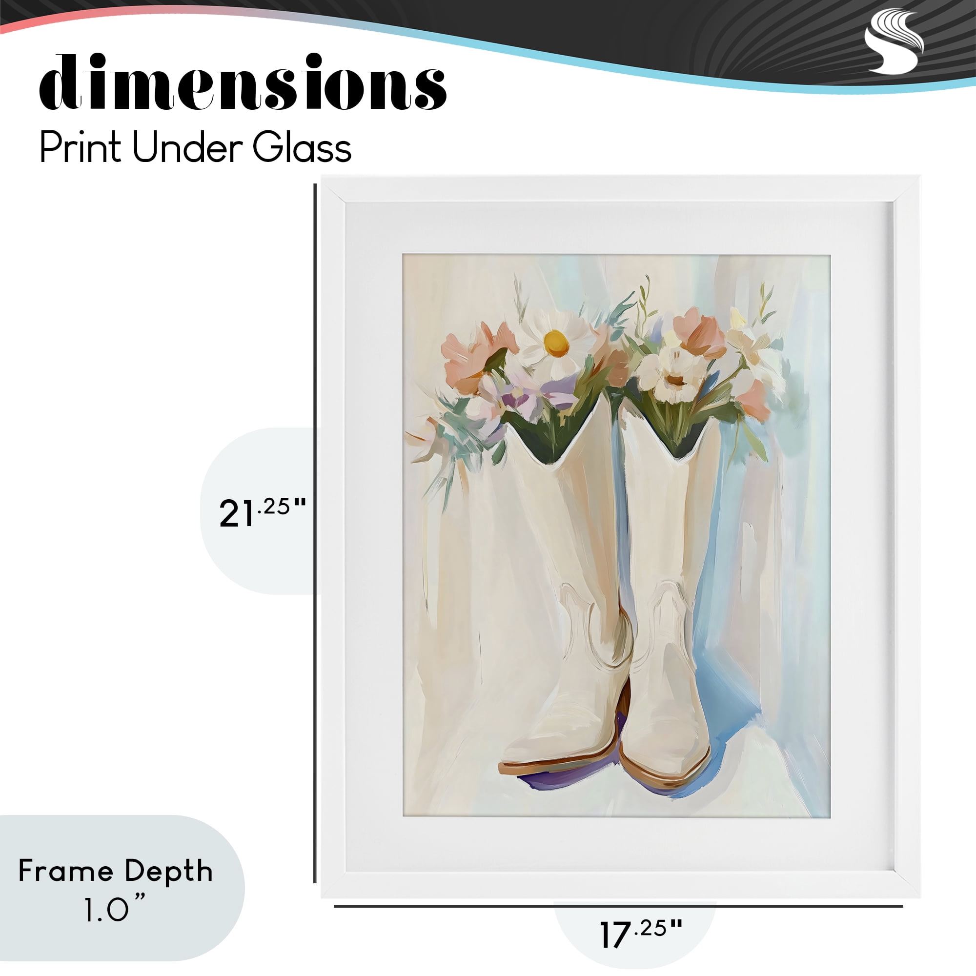 Stupell Industries Floral White Cowgirl Boots White Framed Print Under Glass, design by The Prints Vibe