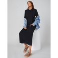 thumbnail image 5 of Black Solid Pocket Side Tee Maxi Dress Relaxed Fit, 5 of 5
