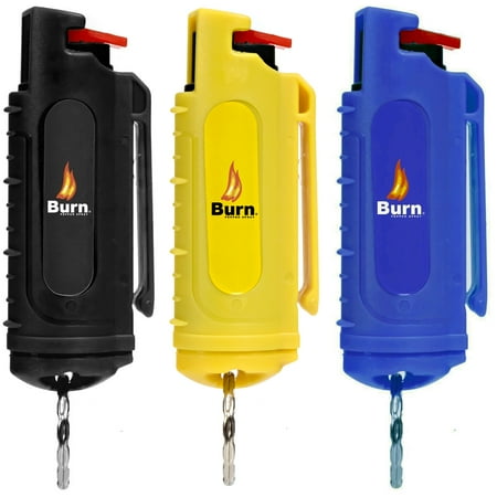 BURN Pepper Spray - 1/2oz Max Strength Multicolor 3 Pack