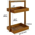 thumbnail image 2 of Utoplike Teak Wood Shower Caddy Corner, 2 Tier Bathroom Organizer Countertop, Standing Shower Rack with Handle, Stand Up Shower Basket for Shampoo, Shelf Rack for Inside Shower, Kitchen Desktop, 2 of 6