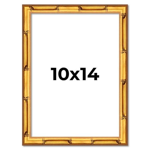 10x14 Frame Gold Bamboo Solid Wood Picture Frame | 0.75 Inch Moulding Width | Interior Frame Depth