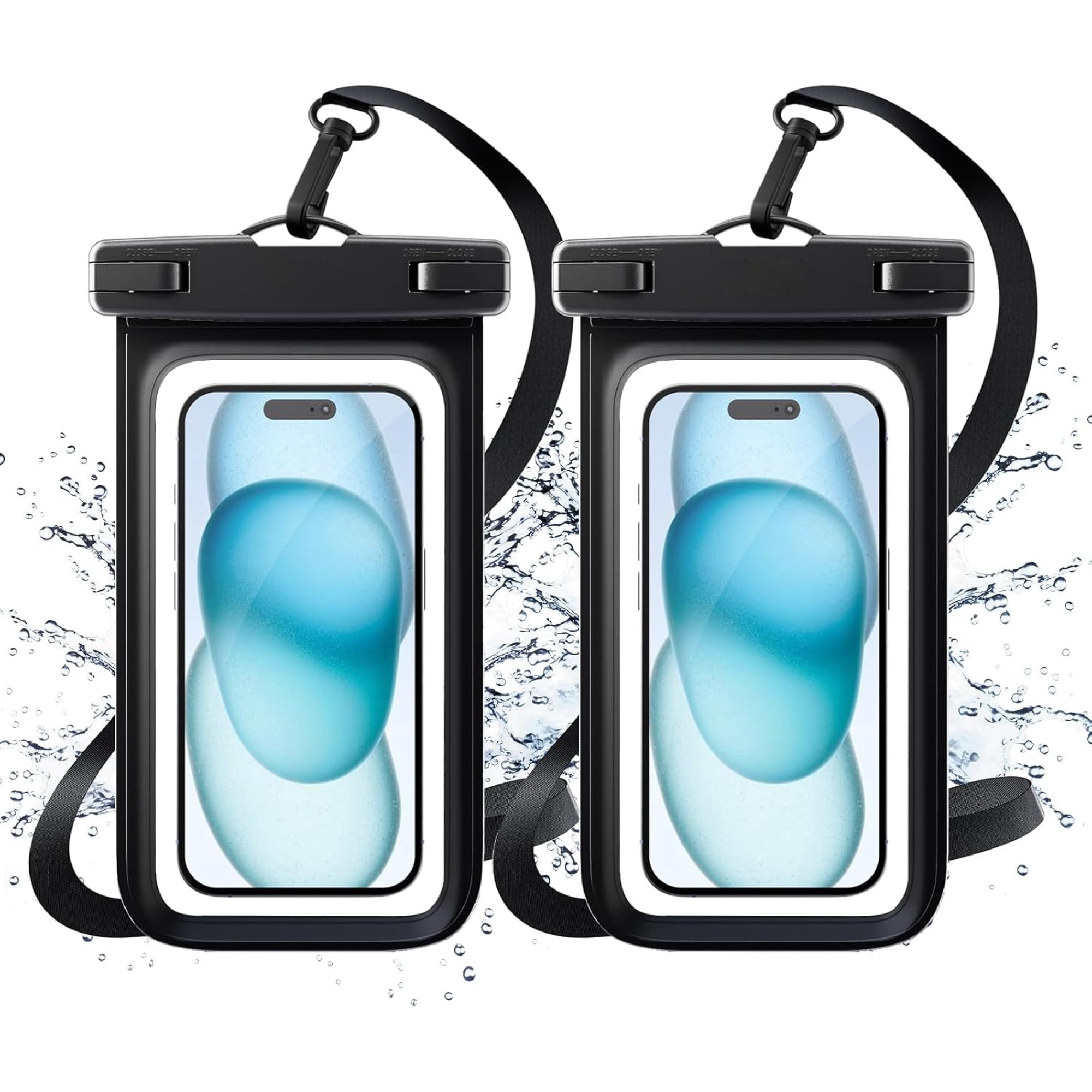 2 Pack IPX8 Waterproof Phone Pouch, Universal Cell Phone Dry Bag with Clear Window & Lanyard for iPhone, Samsung – Best for Beach, Swimming, Snorkeling, and Cruise Travel