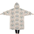 thumbnail image 2 of Oversized Wearable Blanket Hoodie,Beige Boho Bohemia Rainbows Hearts Pattern Sherpa Blanket Hoodie with Super Pockets,Super Warm Fuzzy Pullover for Women & Men, 2 of 6