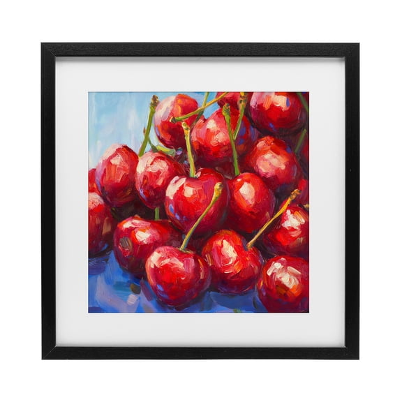 Stupell Industries Farmhouse Luscious Red Cherries of Summer Black Framed Print Under Glass, 13 x 13, by Petals Prints Design