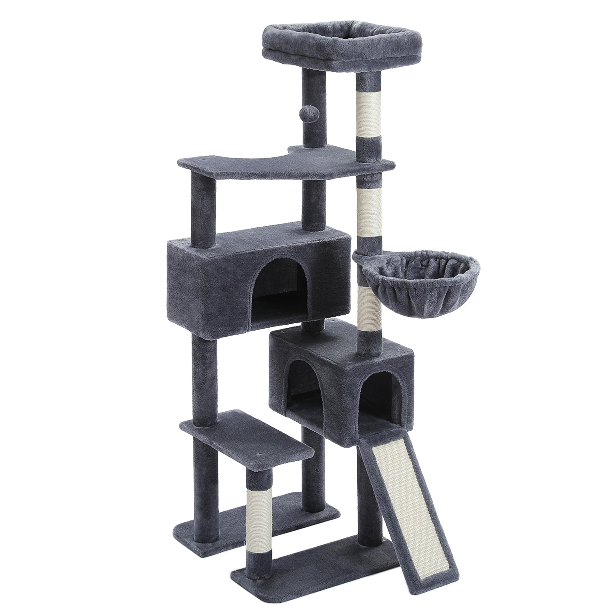 Pefilos 60" Cat Tree for Indoor Cats with Scratching Posts Cat Condo, Cat Tree Tower House, Gray Pefilos 60" Cat Tree for Indoor Cats with Scratching Posts Cat Condo, Cat Tree Tower House, Gray