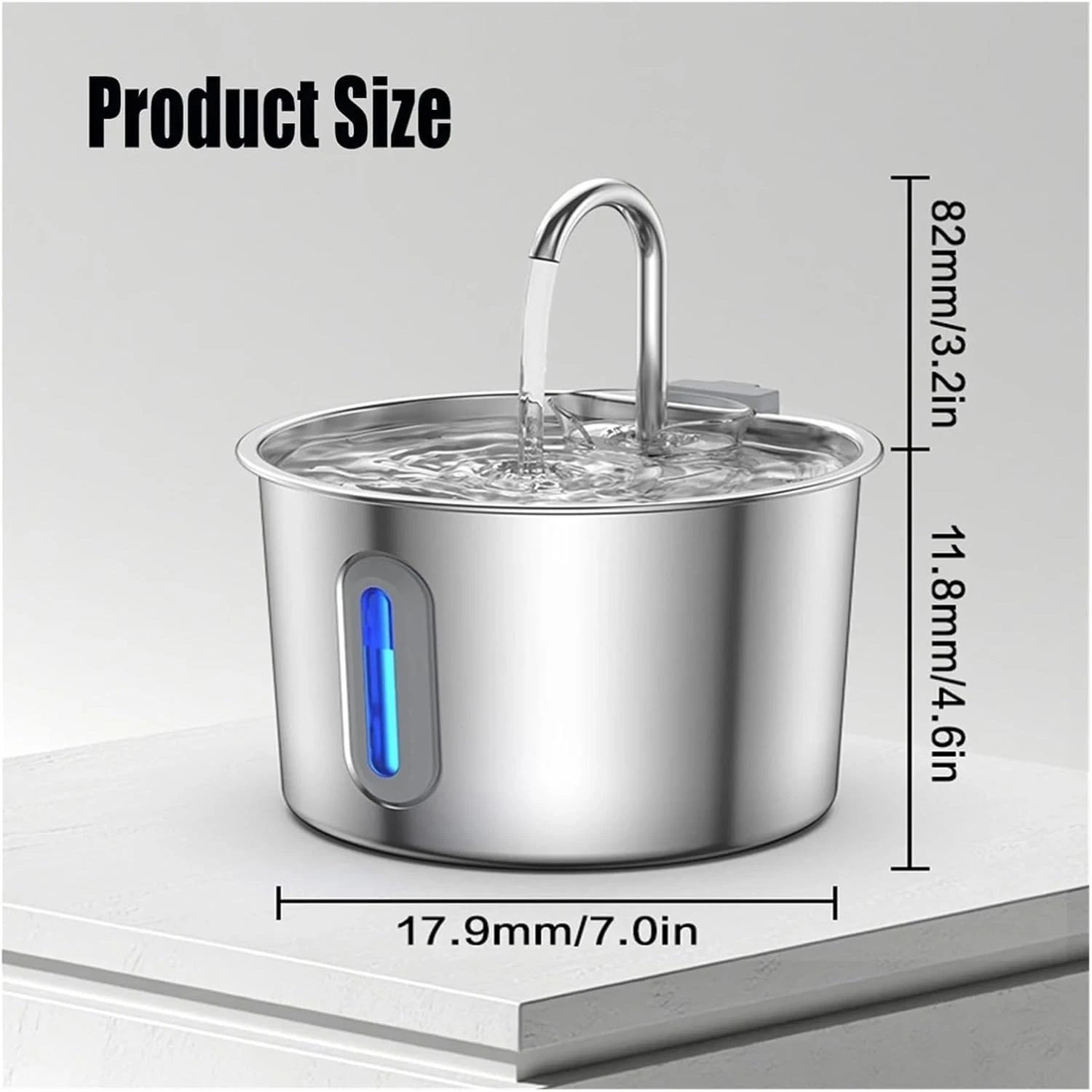 DFS Stainless Steel Automatic Pet Water Fountain, 2.2L/ 75oz Pet Dog Stainless Steel Water Dispenser Includes 2 Replacement Filters & Sponges for Cats & Dogs