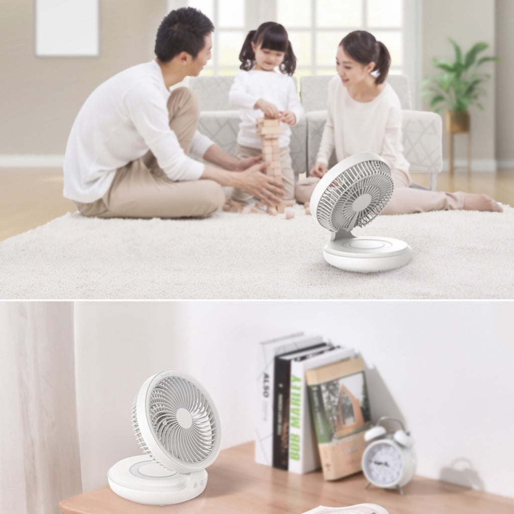 ZUARFY 4000mAh USB Rechargeable Air Circulation Fan 120 Degree Oscillation 4 Speed Foldable Fan With LED Light for outdoor Home